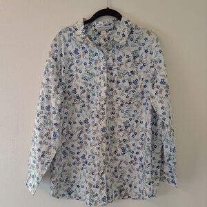 Coldwater Creek Blue and Gray Floral Blouse